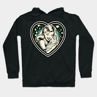 Vintage Motherhood Love Heart Symbol of Maternal Affection Hoodie